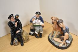 A group of three Royal Doulton figures, comprising 'Tall Story' HN2248, 'Shore Leave' HN2254 and '