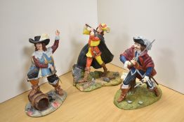 A group of three Royal Doulton cast-resin figures, comprising 'Pied-Piper' HN3721, 'Cyrano de