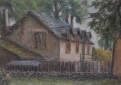 Artist Unknown (20th Century), pastel, A rural house landscape, initials to the lower right, framed,