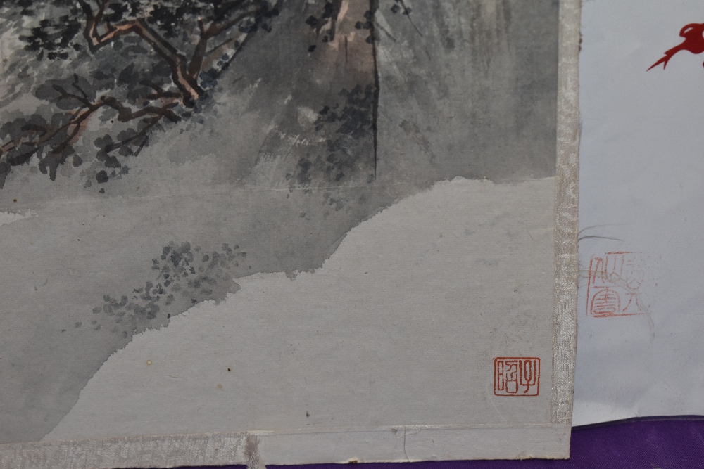 Chinese School, watercolour, A Chinese landscape, character mark to the lower right, 27cm x 37cm, - Image 3 of 5