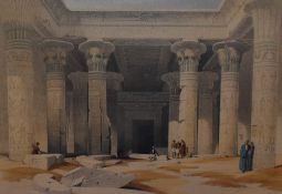 After David Roberts (1796-1864), coloured print, 'The Portico of the Grand Temple of Philoe',