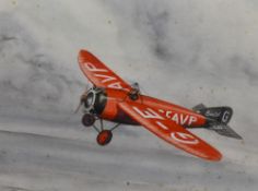 Howard Leigh (20th Century), watercolour, A biplane flying, signed to the lower right, framed,