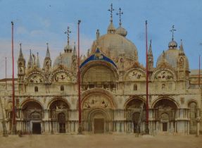 After Carlo Naya (1816-1882, Italian), hand coloured photographic prints, Architecture of Venice,