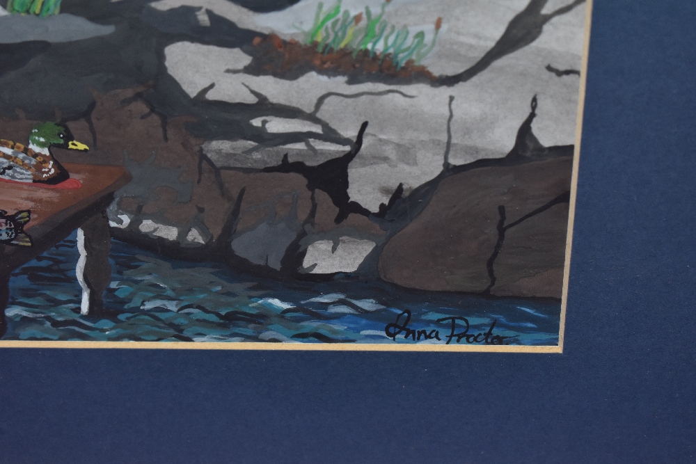 Anna Proctor (20th Century), mixed media, A landscape painting with unusual composition, depicting a - Image 3 of 4