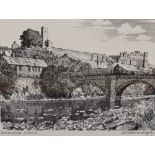 After Alfred Wainwright MBE (1907-1991), print, 'Richmond Castle', North Yorkshire, framed, mounted,