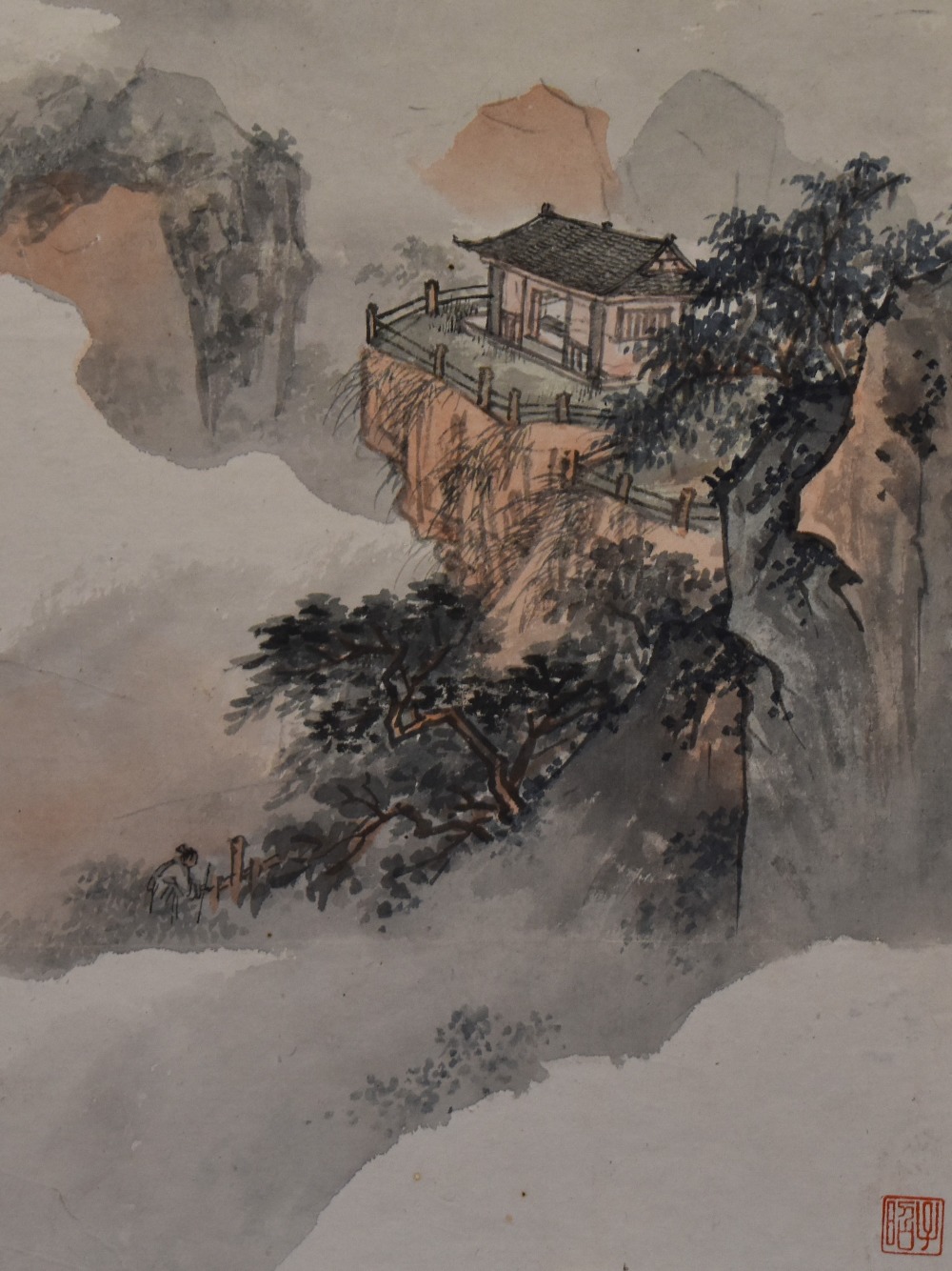 Chinese School, watercolour, A Chinese landscape, character mark to the lower right, 27cm x 37cm,