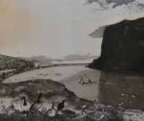 'Miles' (20th Century), hand coloured print, 'Dunsapie Loch', Edinburgh, signed and dated '78 to the