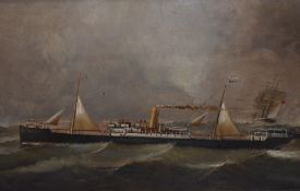 Artist Unknown (19th/20th Century), oil on board, The Haddon Hall steamer boat at sea, signed