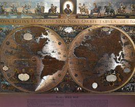 After Moses Pitt (c.1639-1697), print on gold foil, “A New Geographic and Hydrographic Depiction