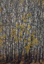 After Louise Jannetta (20th Century, British), print on giclee, 'Shimmering Birch', signed to the