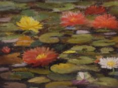 Henry Lancaster (20th Century), pastel, Water Lillies, in the style of Claude Monet (1840-1926),