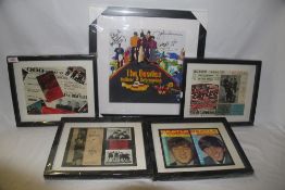 A lot of five Beatles prints / canvas - prints are 28cm x 33 cm - canvas is 45cm x 45cm - great