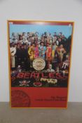 A large framed Beatles Sgt Pepper Poster in a striking red frame - 62cm x 92cm