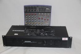 A studio quality amplifier Samson SERVO170 with a Folio Notepad mixer