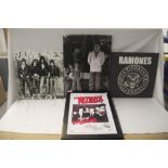 A Punk interest lot with two Ramones 38cm x 38 cm / Ian Dury 36 cm x 50cm and a Rezillos 34cm x 47cm