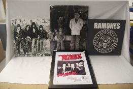 A Punk interest lot with two Ramones 38cm x 38 cm / Ian Dury 36 cm x 50cm and a Rezillos 34cm x 47cm