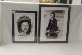 A lot of two framed prints - Sid Vicious and Sex Pistols - 45cm x 56cm and 34cm x 46cm - Punk Rock