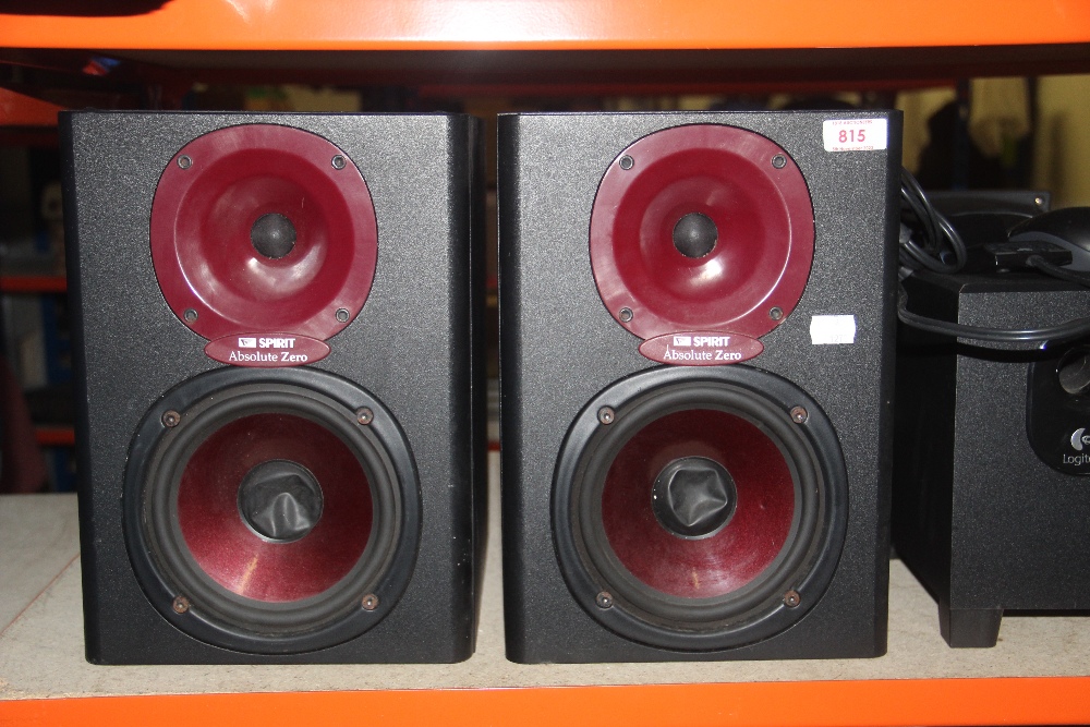 A pair of Spirit Absolute Zero studio quality speakers