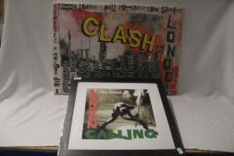 A lot of two Clash items - framed print 45cm x 45 cm and canvas 28cm x 33cm - Punk interest
