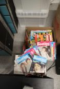 A box of History of Rock , Record Collector and Beatles Monthly magazines