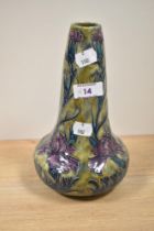 An iconic early Art Deco Hancock & Sons Morris ware hand painted art pottery vase with flowering