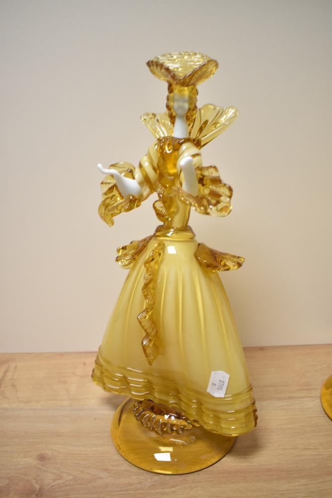 A pair of vintage amber Murano glass figurines by Franco Toffolo. - Image 4 of 5