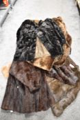 Five vintage fur coats and jackets and a tippet, including mole skin, mink and coney.