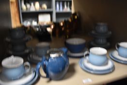 A selection of Denby stoneware, in blue and white glaze.