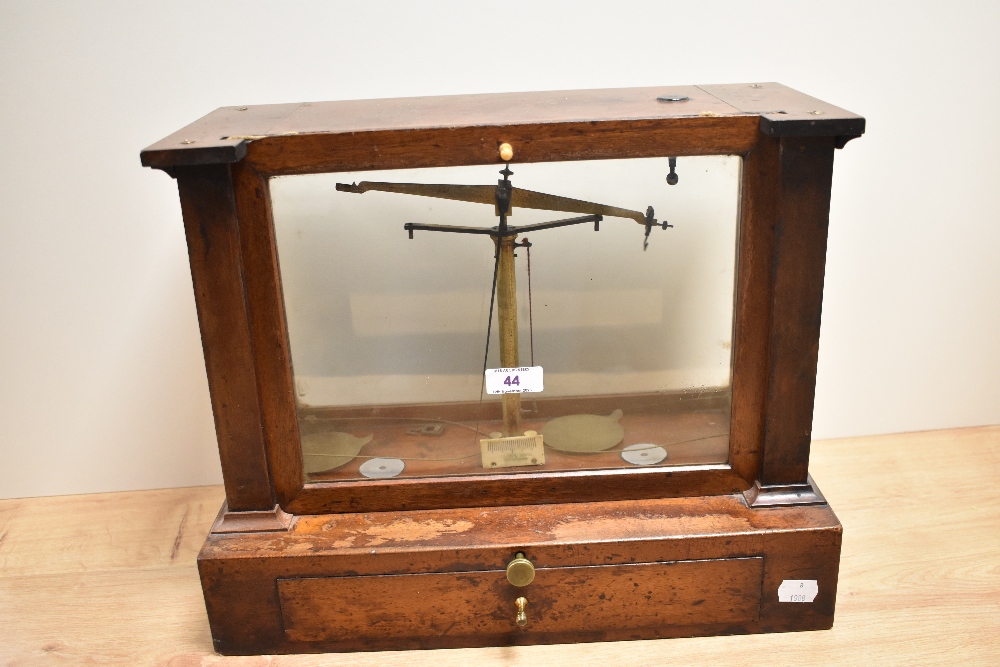 A 19th Century cased set of apothecary scales, by Becker & Sons of Rotterdam, 31cm x 41cm x 20cm