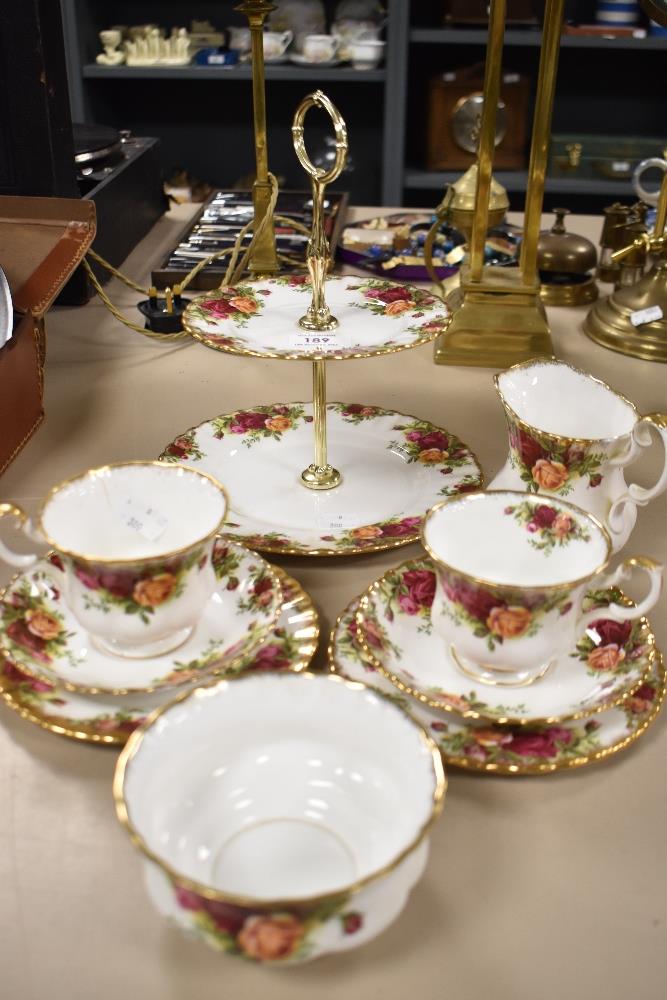 A selection of Royal Albert 'Old Country Roses' tea wares, comprising; cake plate, two cups and
