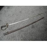 A WWII Period German Army Officers Sword, blade marked Eickhorn Solingen, metal scabbard, blade