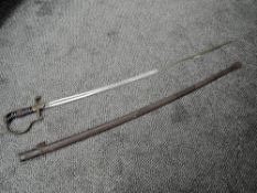 A WWII Period German Army Officers Sword, blade marked Eickhorn Solingen, metal scabbard, blade