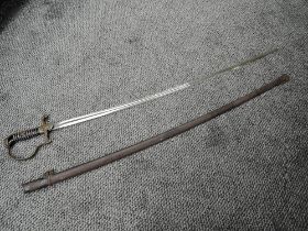 A WWII Period German Army Officers Sword, blade marked Eickhorn Solingen, metal scabbard, blade