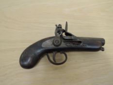 A small Flintlock Pistol with ramrod trigger A/F, no markers or proof marks seen, barrel length