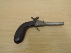 A small Pocket Percussion Pistol with octagonal turn off barrel, A/F, marked 36 & proof marks