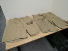 Two pairs of vintage Military style Khaki Shorts, one pair marked LRGS 10 and other pair unmarked