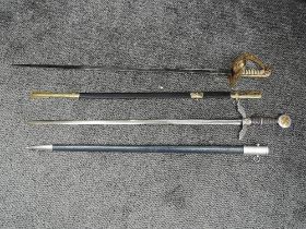 Two Swords, WW2 Luftwaffe sword possible reproduction, with metal scabbard, blade length 77cm,