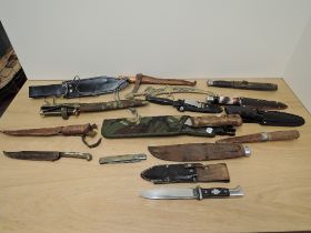 A collection of Knives & Daggers, 15 in total, various sizes and blade lengths