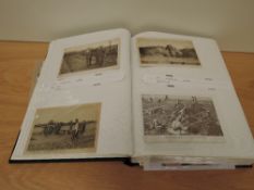 A Military Postcard Album, mainly WWI, approx 150 cards seen, mainly black & white