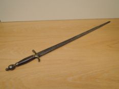 A possible 17th/18th century Small Sword, missing guard, brass grip, pommel and cross guard, blade
