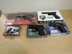 Five Air Soft Guns, Daisy Model 08, Glock 17, Taurus Millennium PT111, Smith & Wesson M5906 and Colt