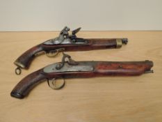 A Flintlock pistol, missing ram rod, in working order but in poor condition, proof marks seen,