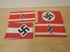 Four German Third Reich Cloth Armbands, varied age and condition