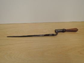 A WWI British Socket Bayonet for the Enfield Rifle pattern 1853, wooden handle fitted for possible