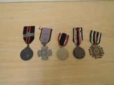 Five German & Finnish Military Medals, WWI Cross of Honour 1914-1918, Patriotic medal Furg