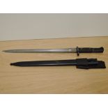 A German/Belgian Mauser Export Bayonet with metal scabbard, blade length 38cm, overall length 51cm