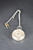 A Victorian silver key wound pocket watch having a Roman numeral dial with subsidiary seconds on a