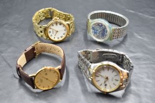 Four gents wrist watches including Citizen, Rotary and Swatch musique edition
