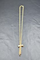 A 9ct gold rope chain necklace with bow and tassel detail, approx 16' & 5g