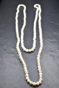 A long string of baroque pearls